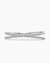 Sculpted Cable Flex Two Row Bracelet in 18K White Gold with Diamonds, 16mm